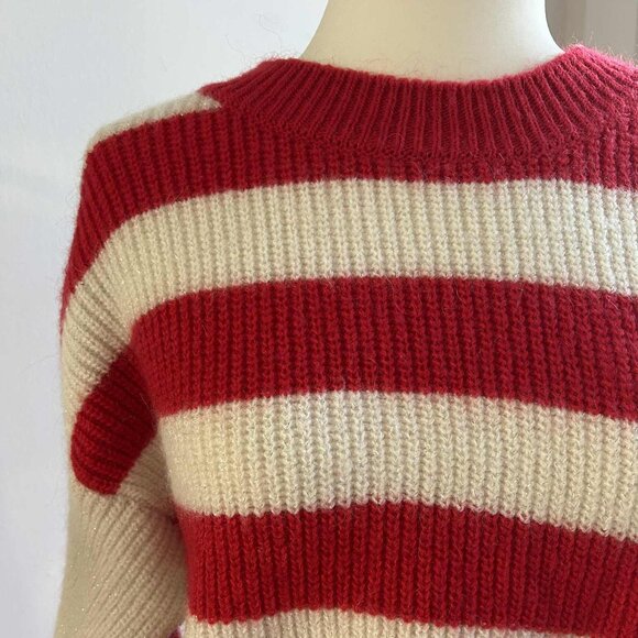 ViCOLO Made in Italy Red & Ivory Stripe Lurex Ultra-Soft Ribbed Sweater – US M - Picture 11 of 12